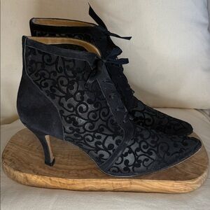 Ramon Tenza Black Patterned Ankle Booties